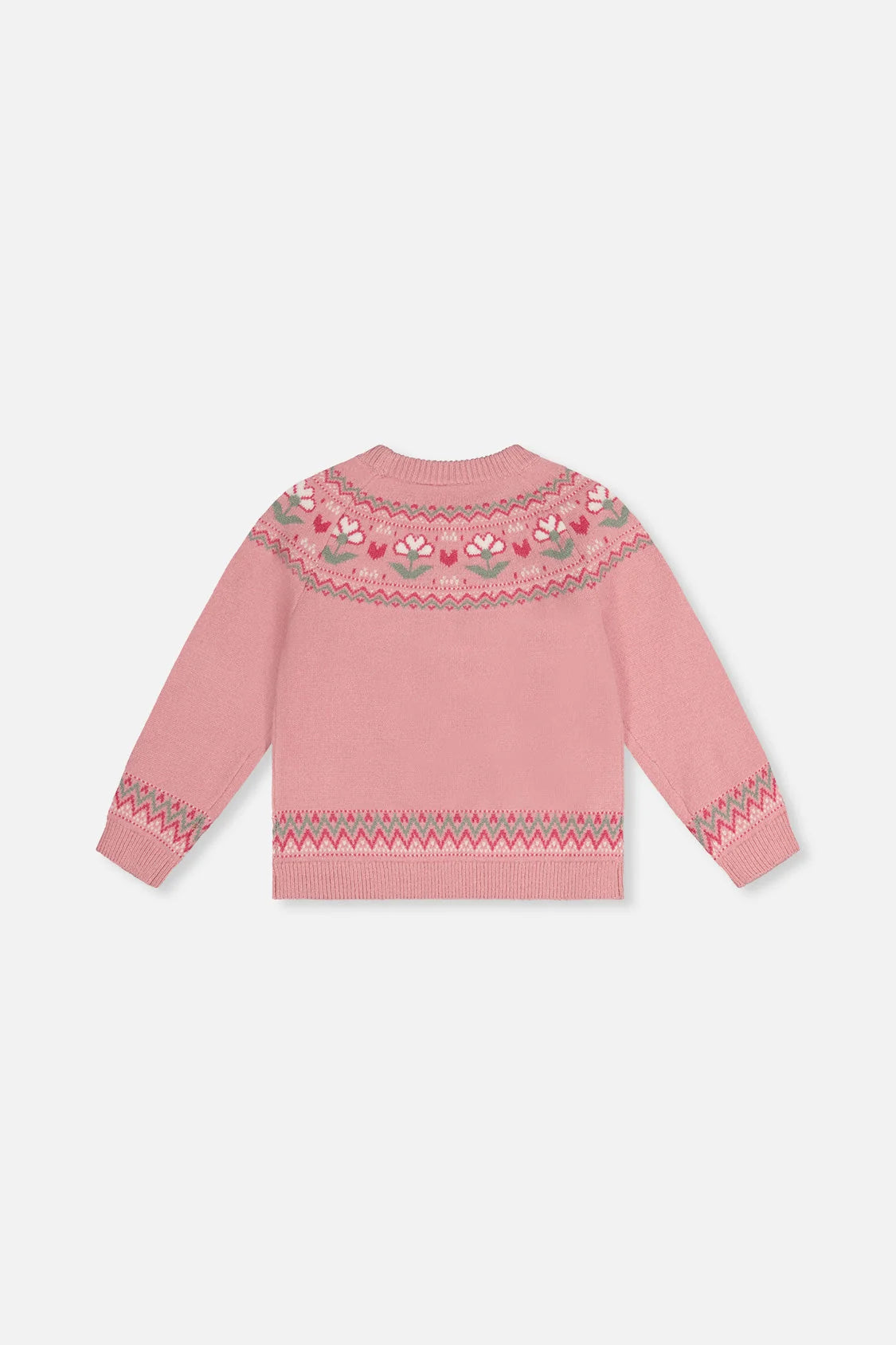 Sweater With Flower Jacquard Pale Dusty Pink