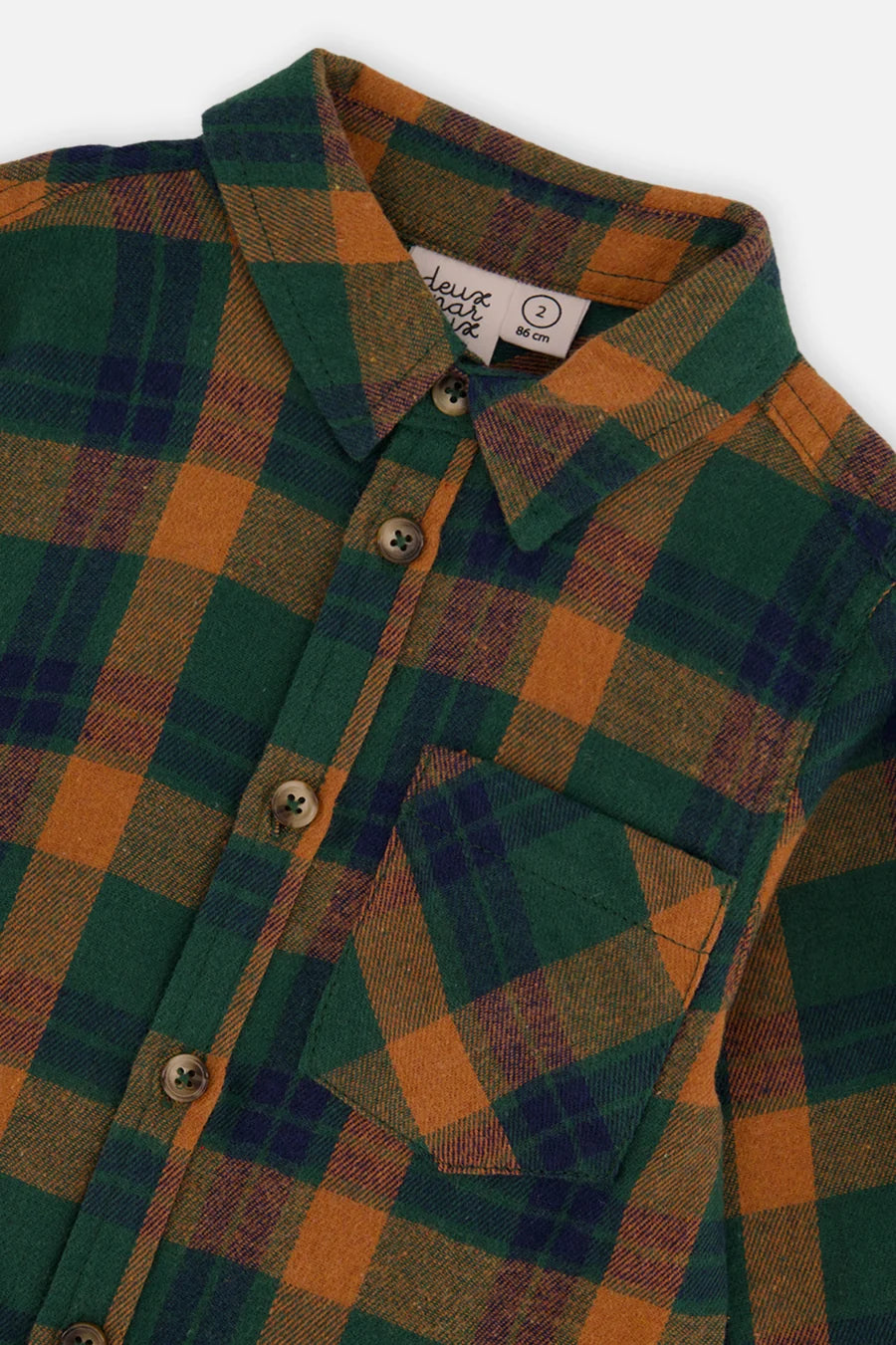 Baby Plaid Shirt - Orange, Blue And Green