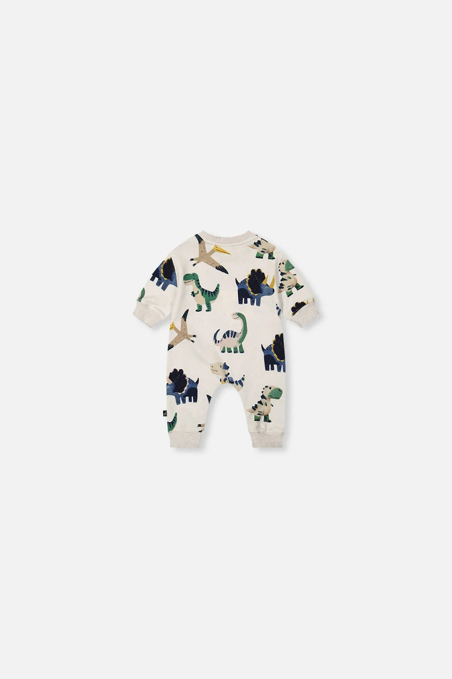 Baby Fleece Jumpsuit Beige - Dinosaur Print