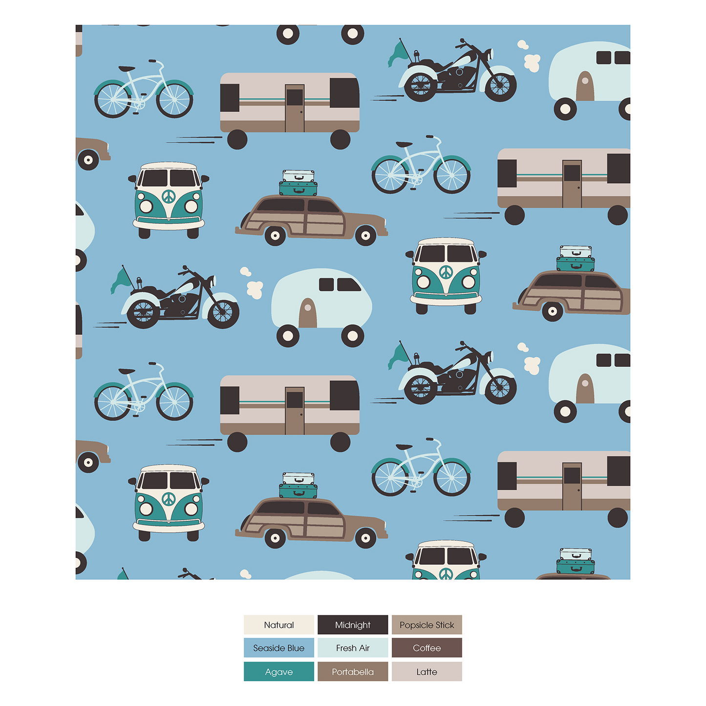 Short-Sleeve Two Piece Pajama Set - Seaside Blue On the Way