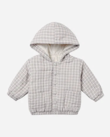 Hooded Woven Jacket Blue Gingham
