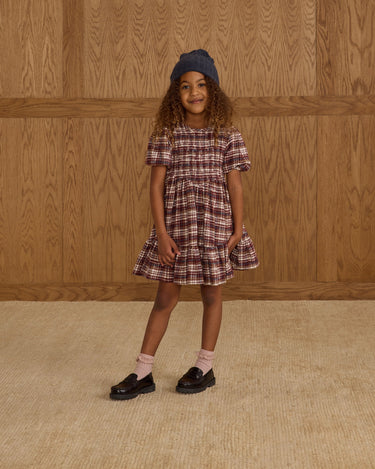 India Dress - Burgundy Plaid