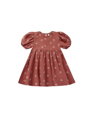 Phoebe Dress - Strawberry Embroidered Daisy