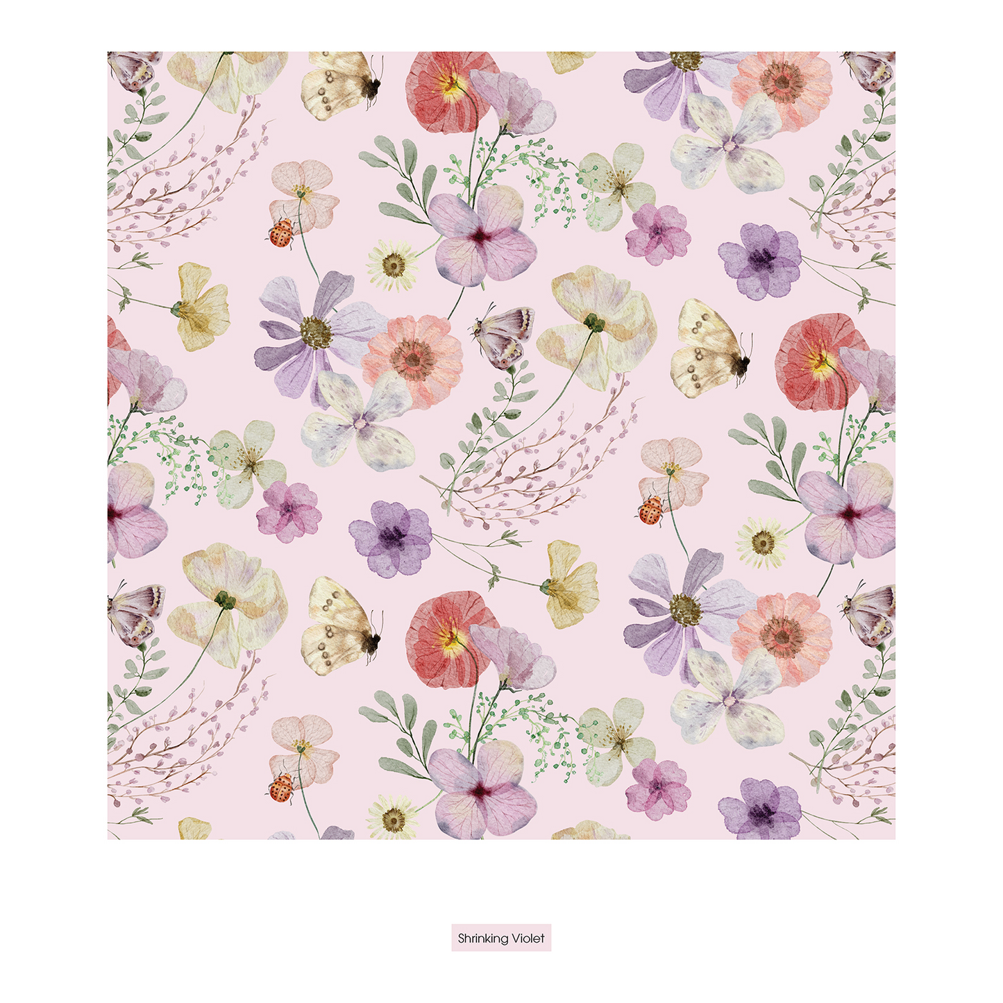 Short-Sleeve Two Piece Pajama Set - Shrinking Violet Pressed Flowers