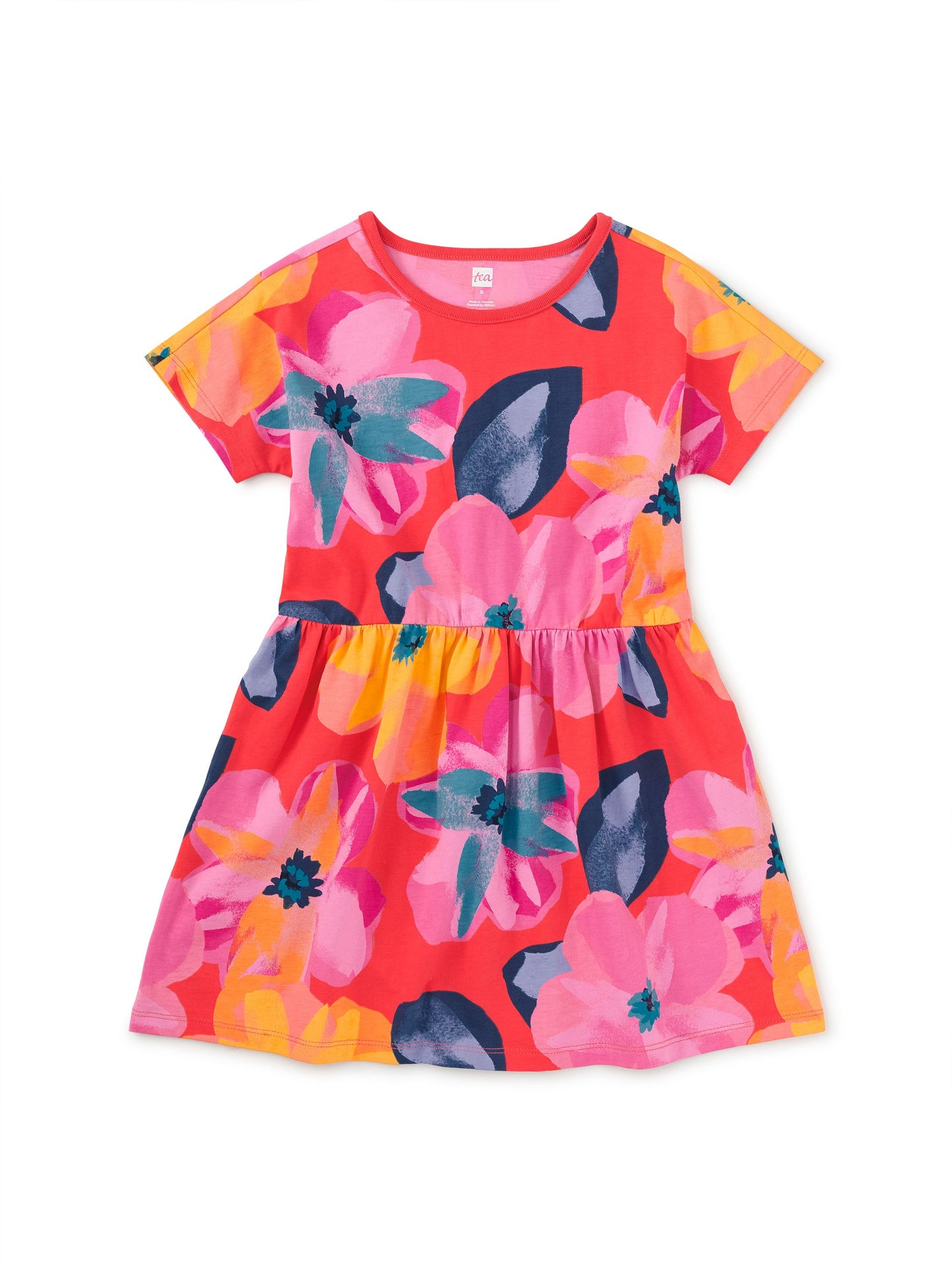 Short Sleeve Twirl Toddler Dress - Large Tropical Floral