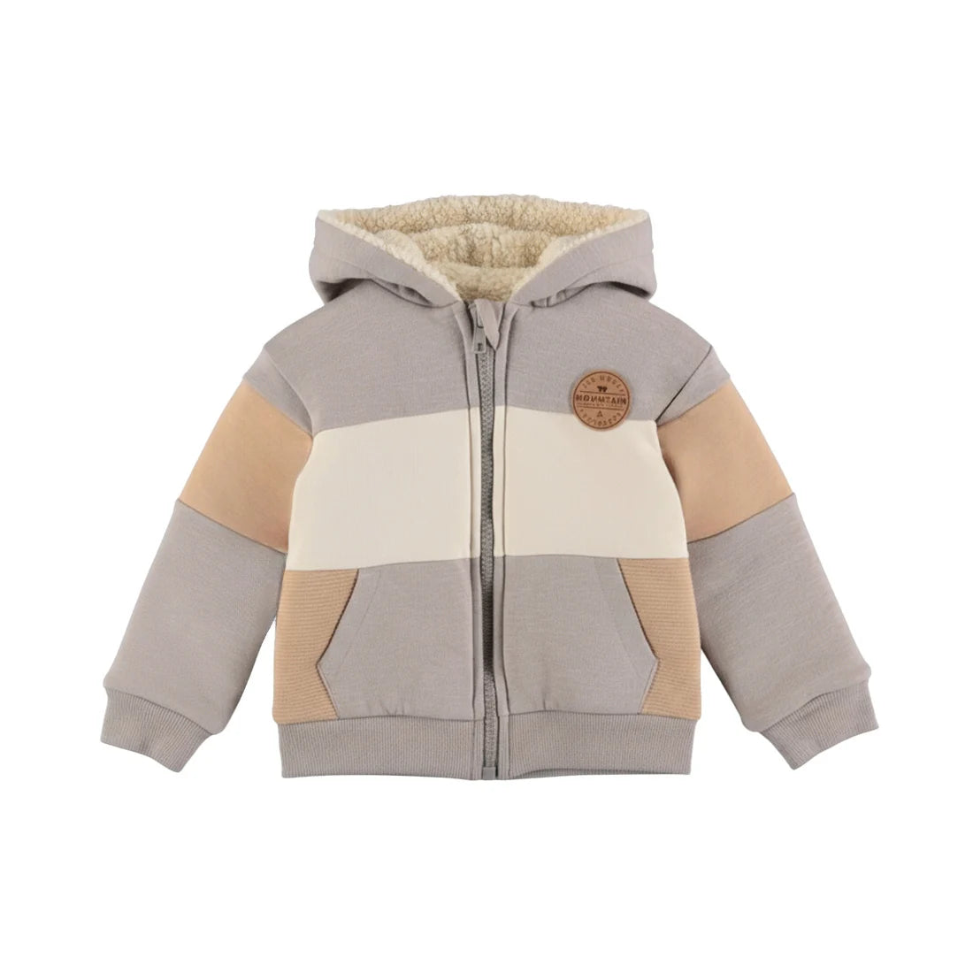 Boy's Teddy Cardigan - Grey/Beige