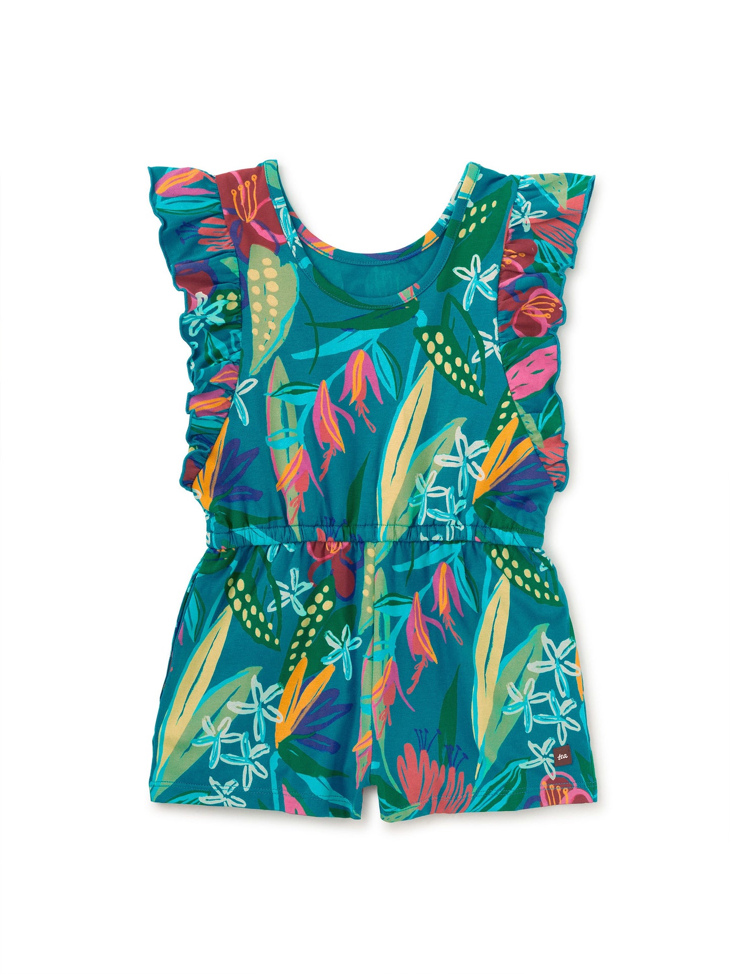 Flutter Sleeve Romper - Tropical Floral Burst