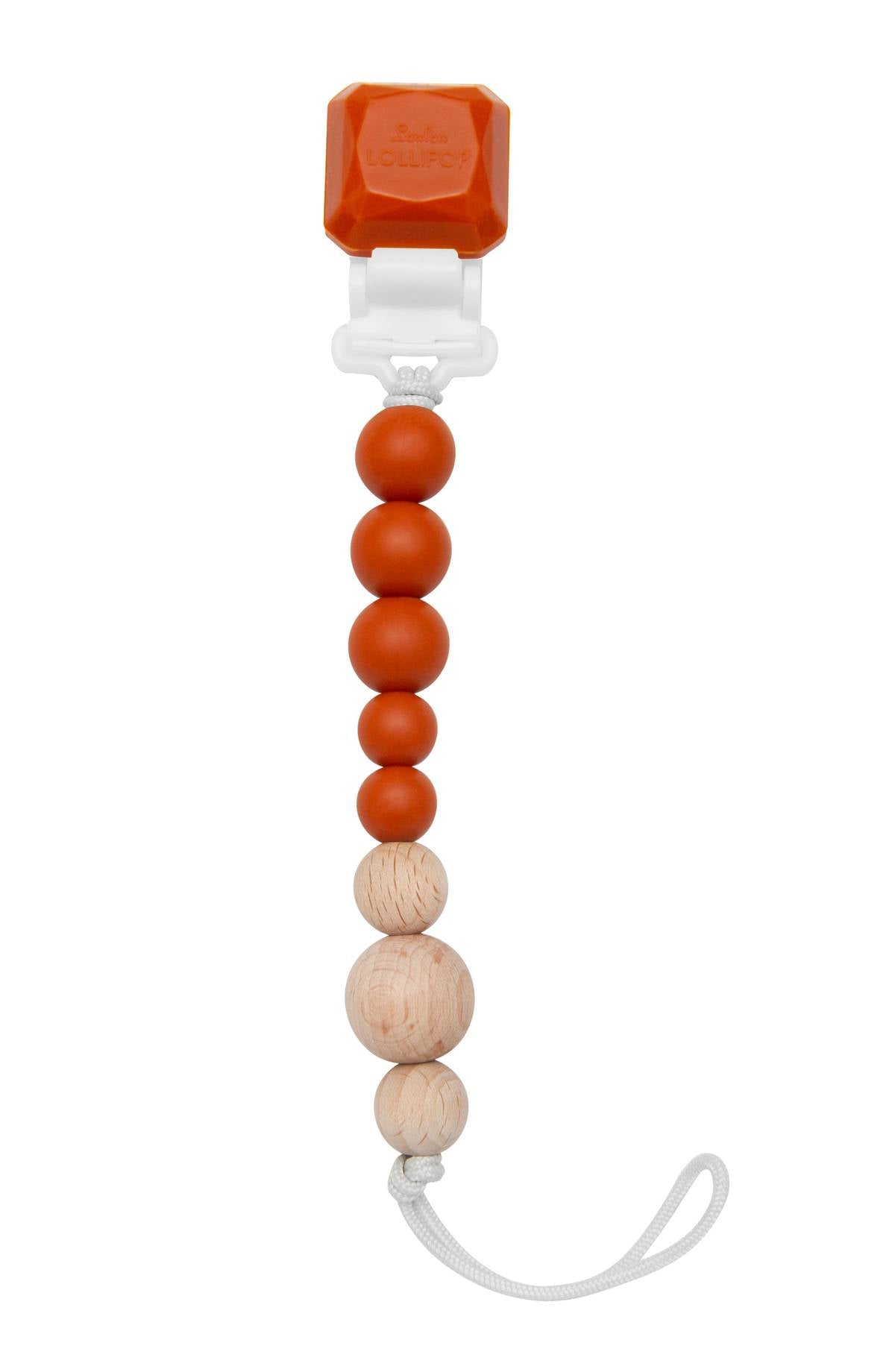Colour Pop Silicone and Wood Pacifier Clip