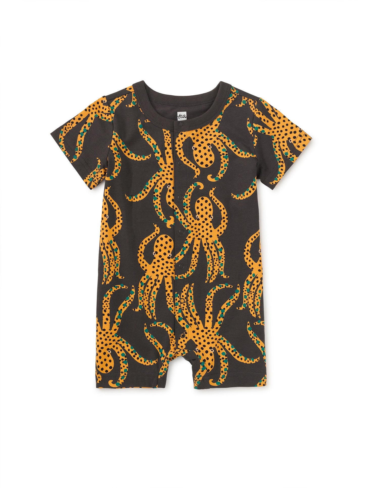Button-Up Baby Romper - Jaguar Spotted Octopus