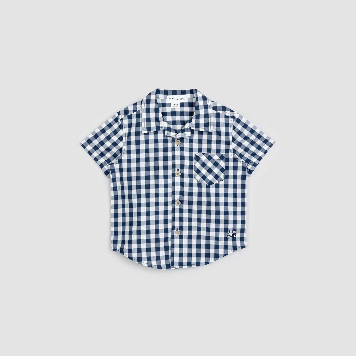Navy Gingham Poplin Baby Shirt