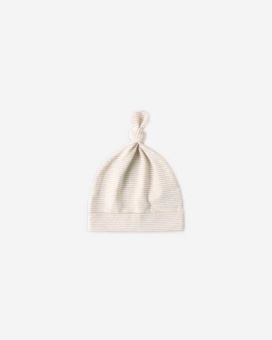 Knotted Baby Hat - Oat Micro Stripe