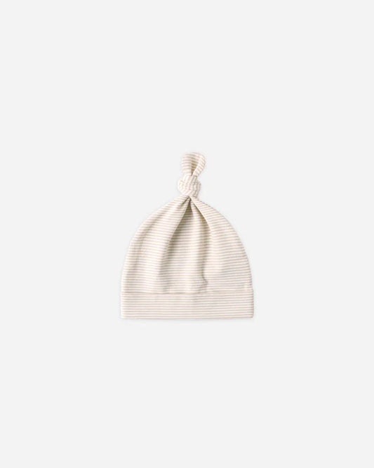 Knotted Baby Hat - Oat Micro Stripe