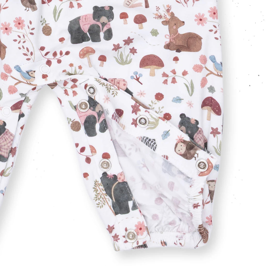 Ruffle Sleeve Snap Romper - Southern Woodland Animals Pink
