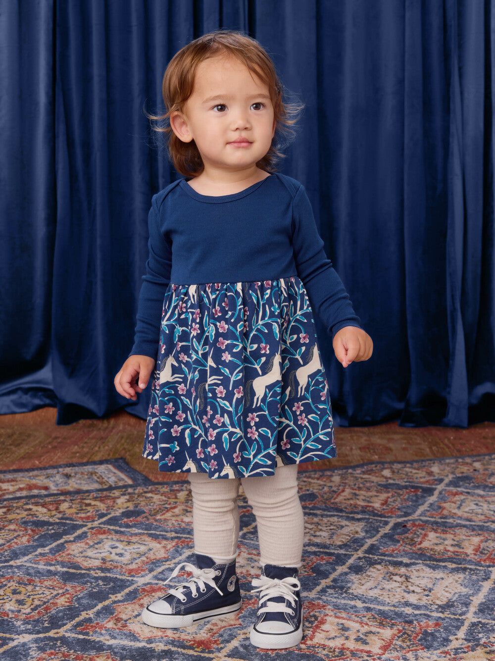 Skirted Baby Dress - Unicorn Tile