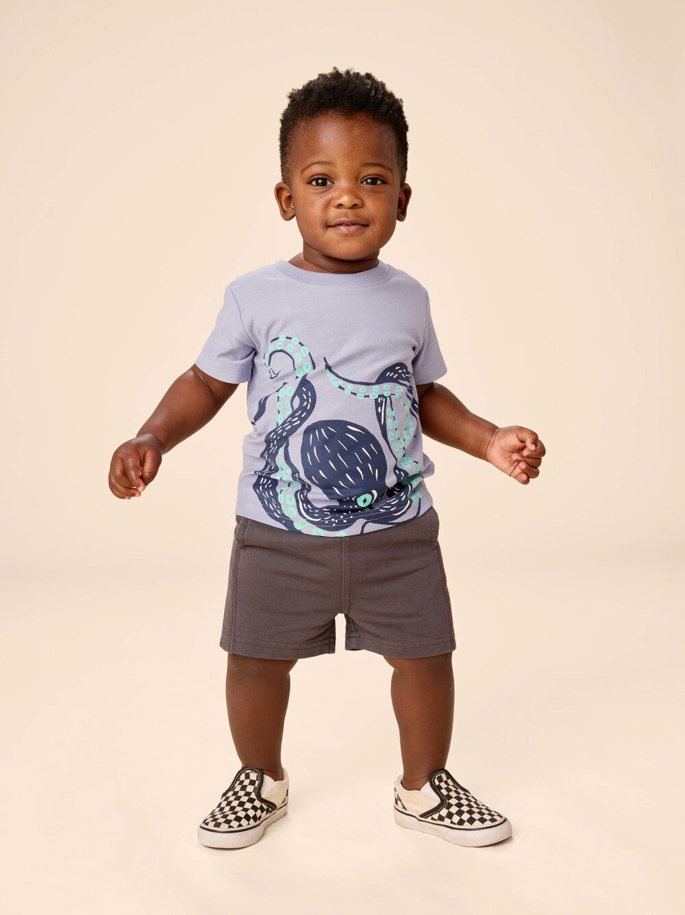 Octopus Arms Graphic Baby Tee - Seal Grey