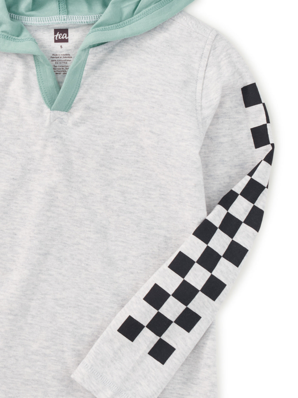 Checker Sleeves Happy Hoodie
