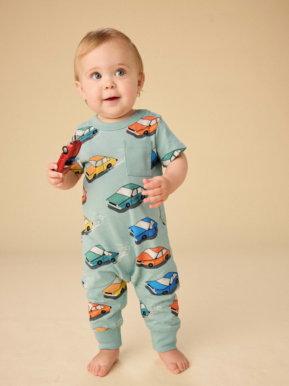 Pocket Baby Romper - Vintage Cars