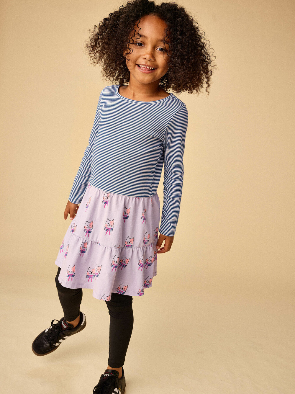 Tiered Skirted Twirl Toddler Dress - Bow Tie Cats