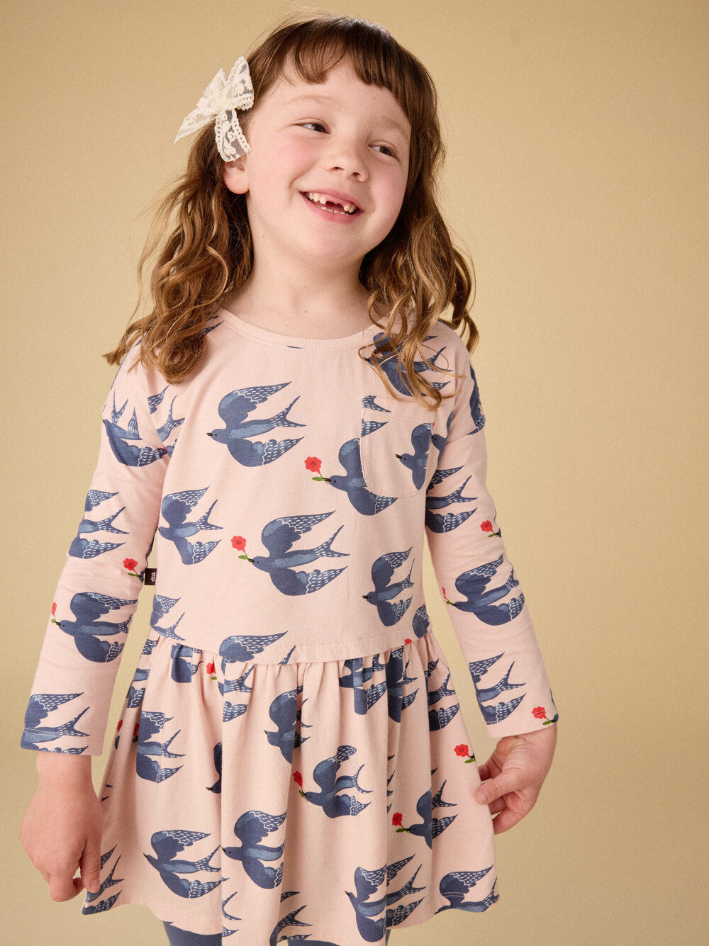 Printed Pocket Play Dress - Magpies + Flowers