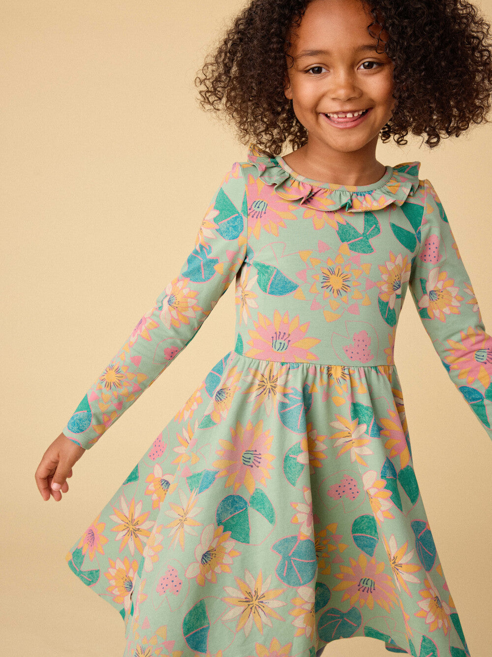 Ruffle Collar Ballet Dress - Chalk Water Lillies