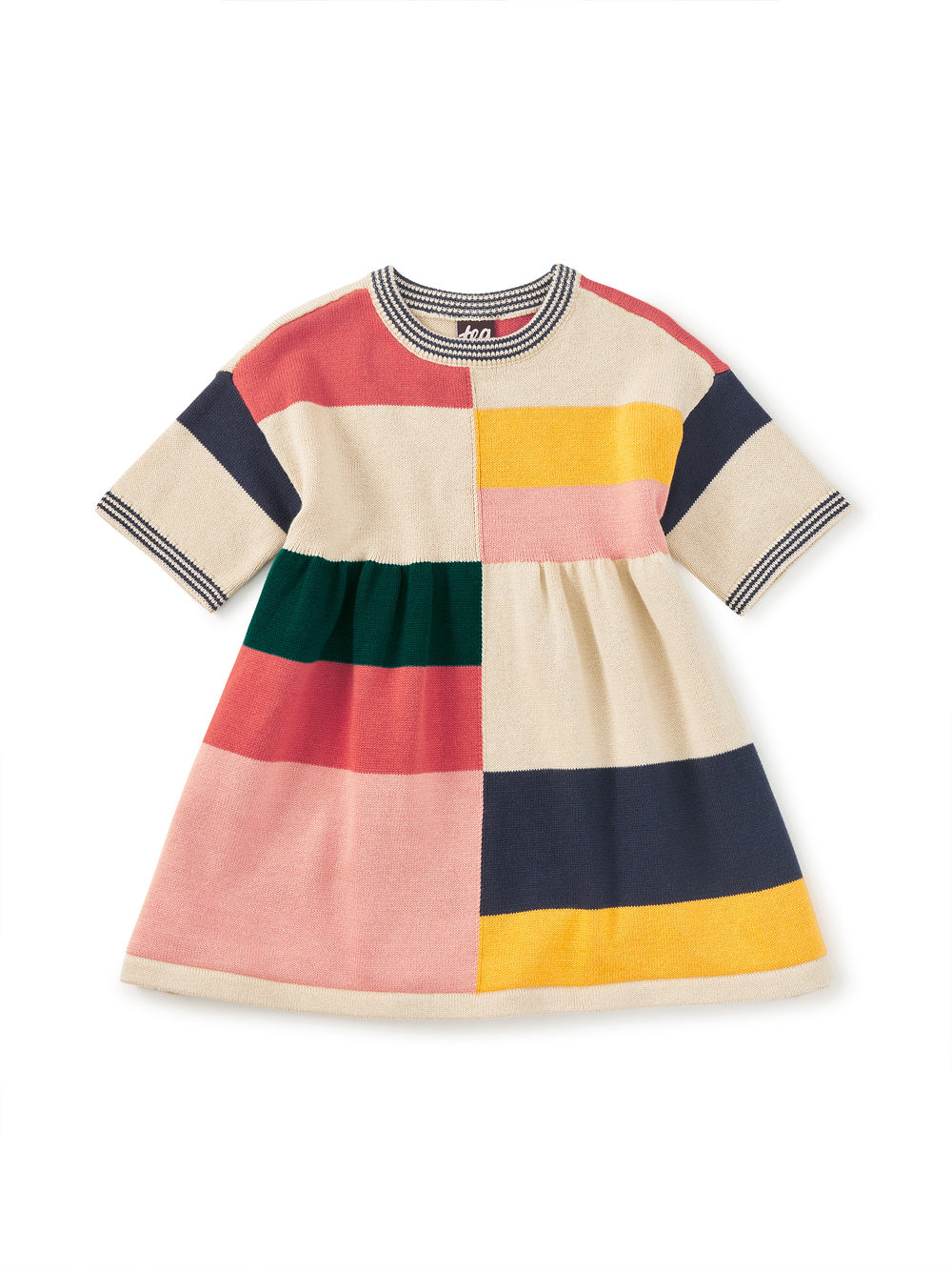 Colorblock Sweater Baby Dress - Almond