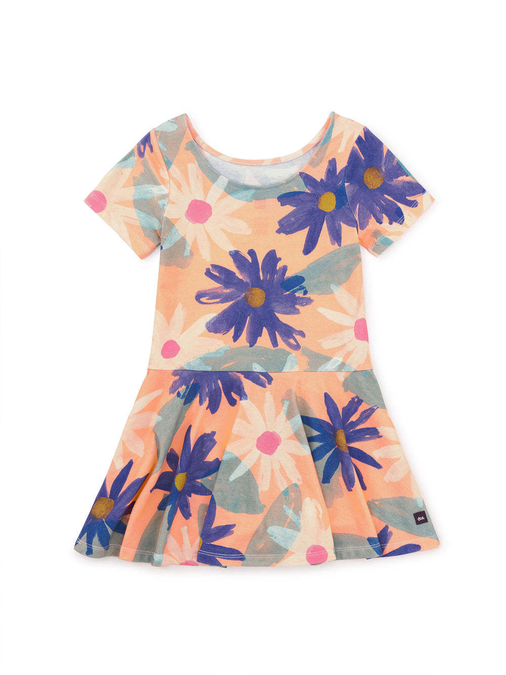 Short Sleeve Skater Dress - Sunflowers