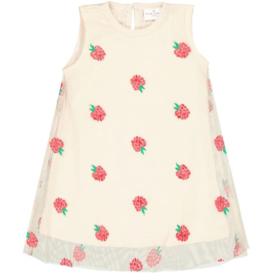 Josephine Dress - White Swan Raspberry