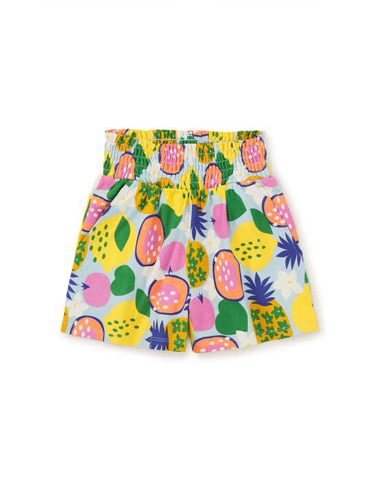 Paperbag High-Waist Shorts - Tropical Fruits