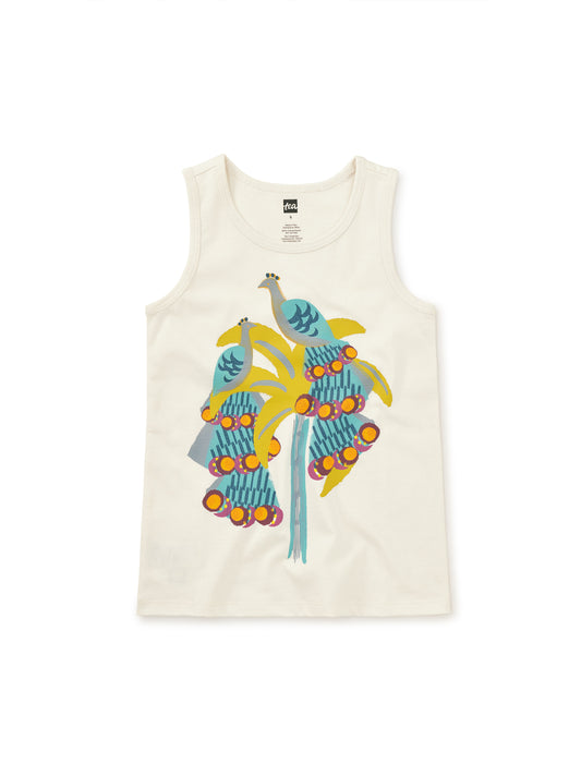 Perched Peacocks Tank Top - Chalk