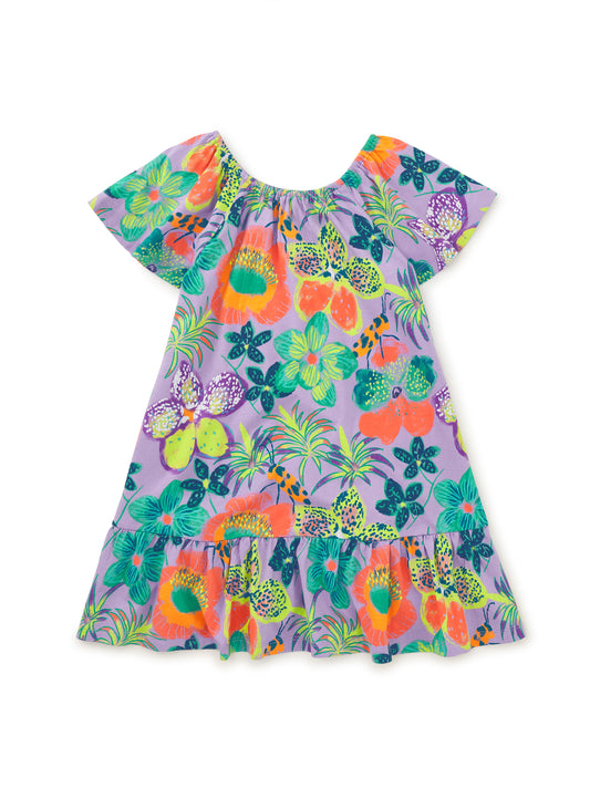 Flutter Sleeve Drop Skirt Toddler Dress - Hanging Flowers of Malindi