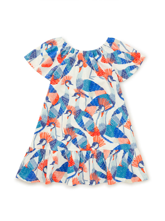 Flutter Sleeve Drop Skirt Toddler Dress - Crowned Crane