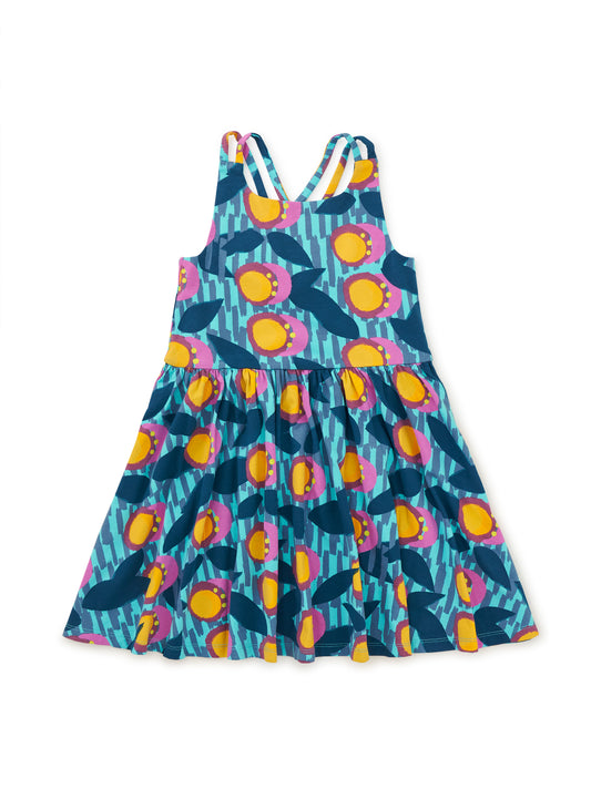 Strappy Back Skirted Toddler Dress - Passion Fruit Wax Print