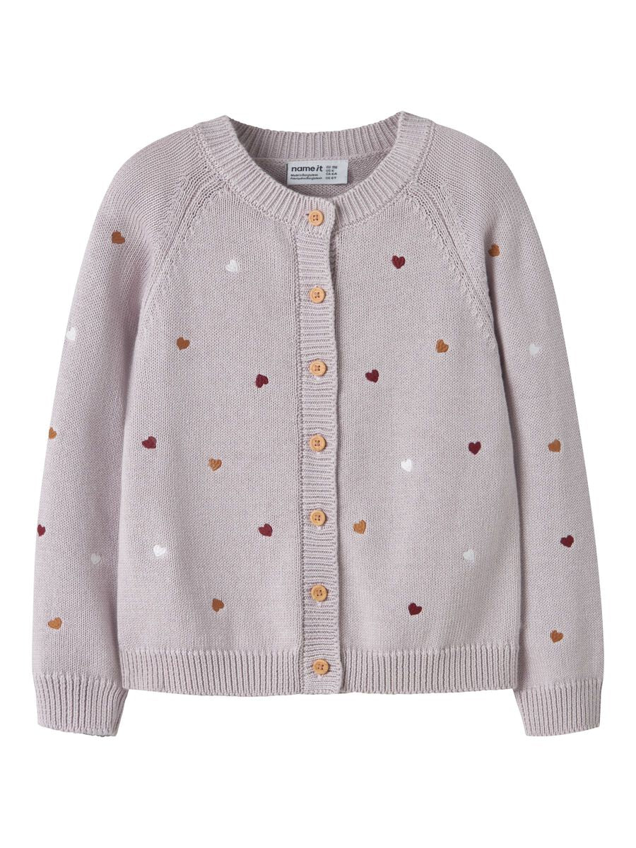 Organic Cotton Knitted Cardigan - Lilac Marble - Name it