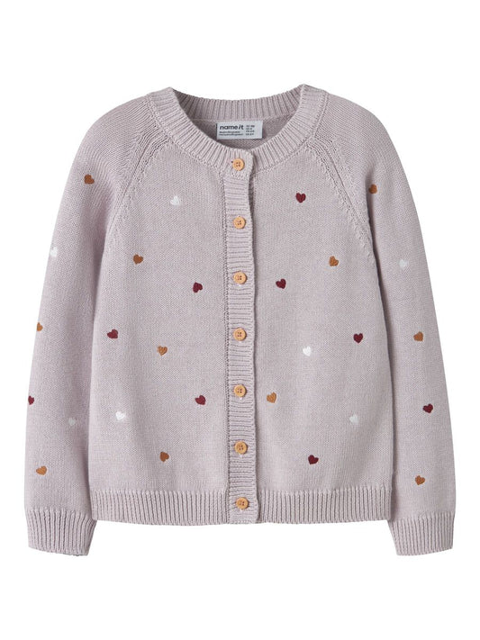 Organic Cotton Knitted Cardigan - Lilac Marble - Name it