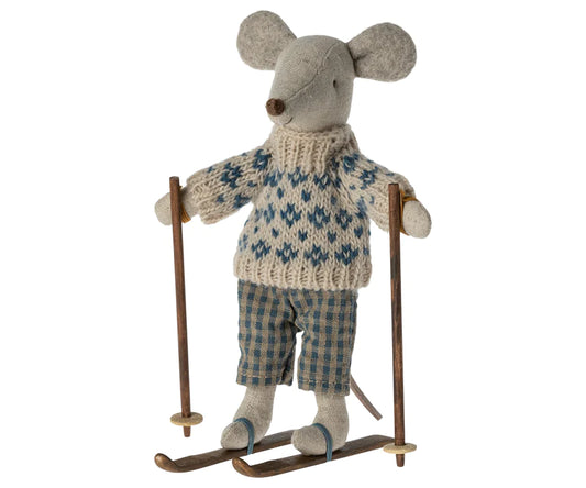 Winter Mouse with Ski Set - Mum & Dad