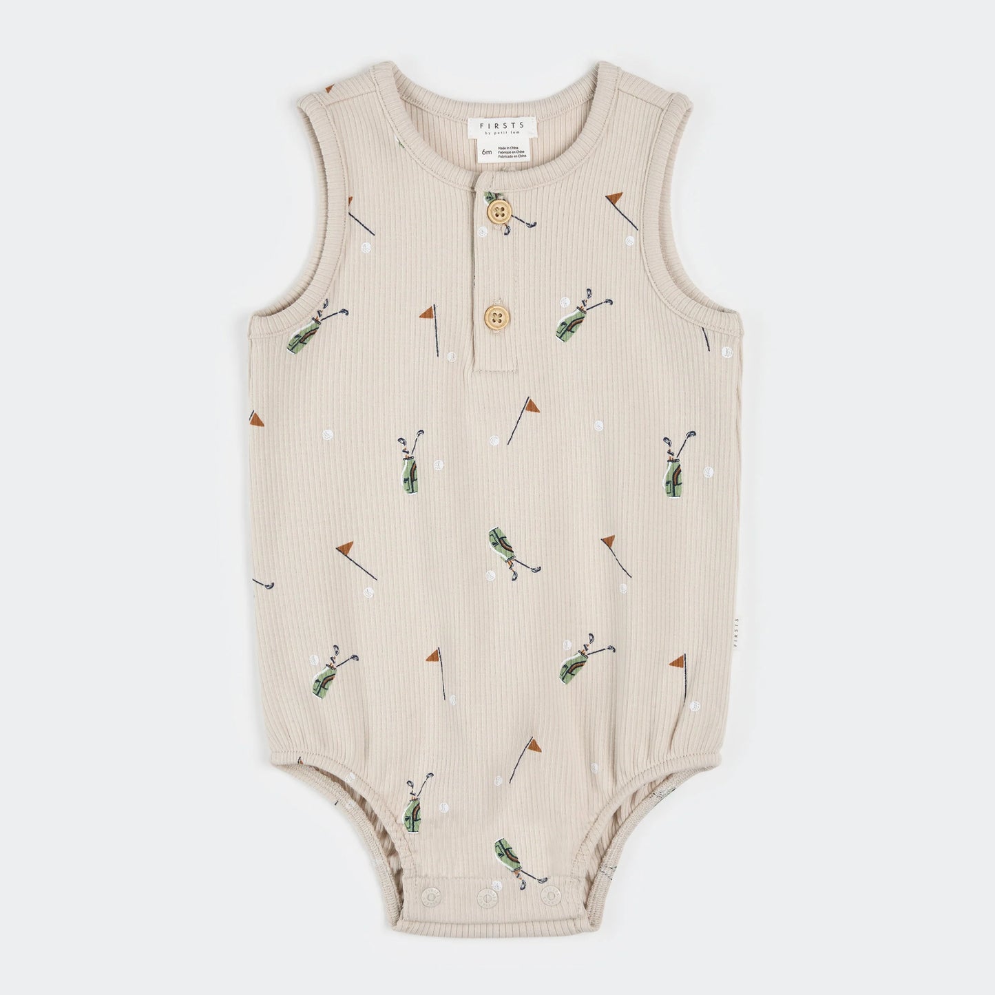 Golf Caddy Print On Sand Ribbed Bubble Romper