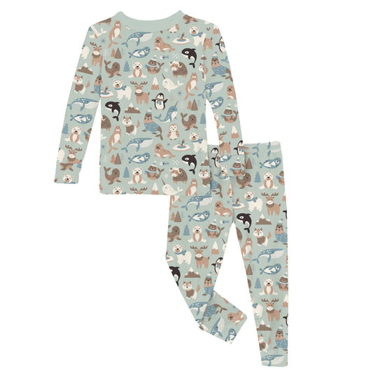 Print Long Sleeve Pajama Set - Aloe Arctic Animals