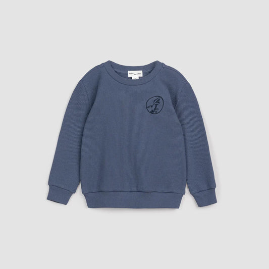 Blue Waffle Knit Sweatshirt