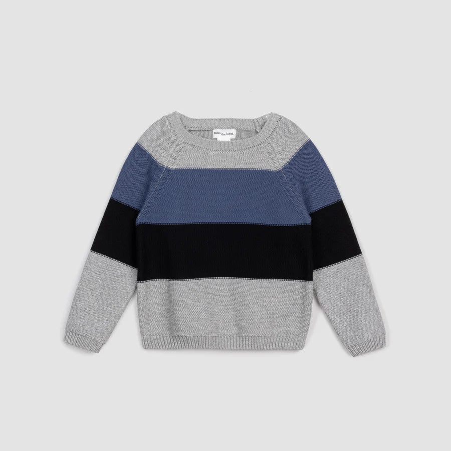 Color Block Toddler Knit Sweater - Light Grey Mix