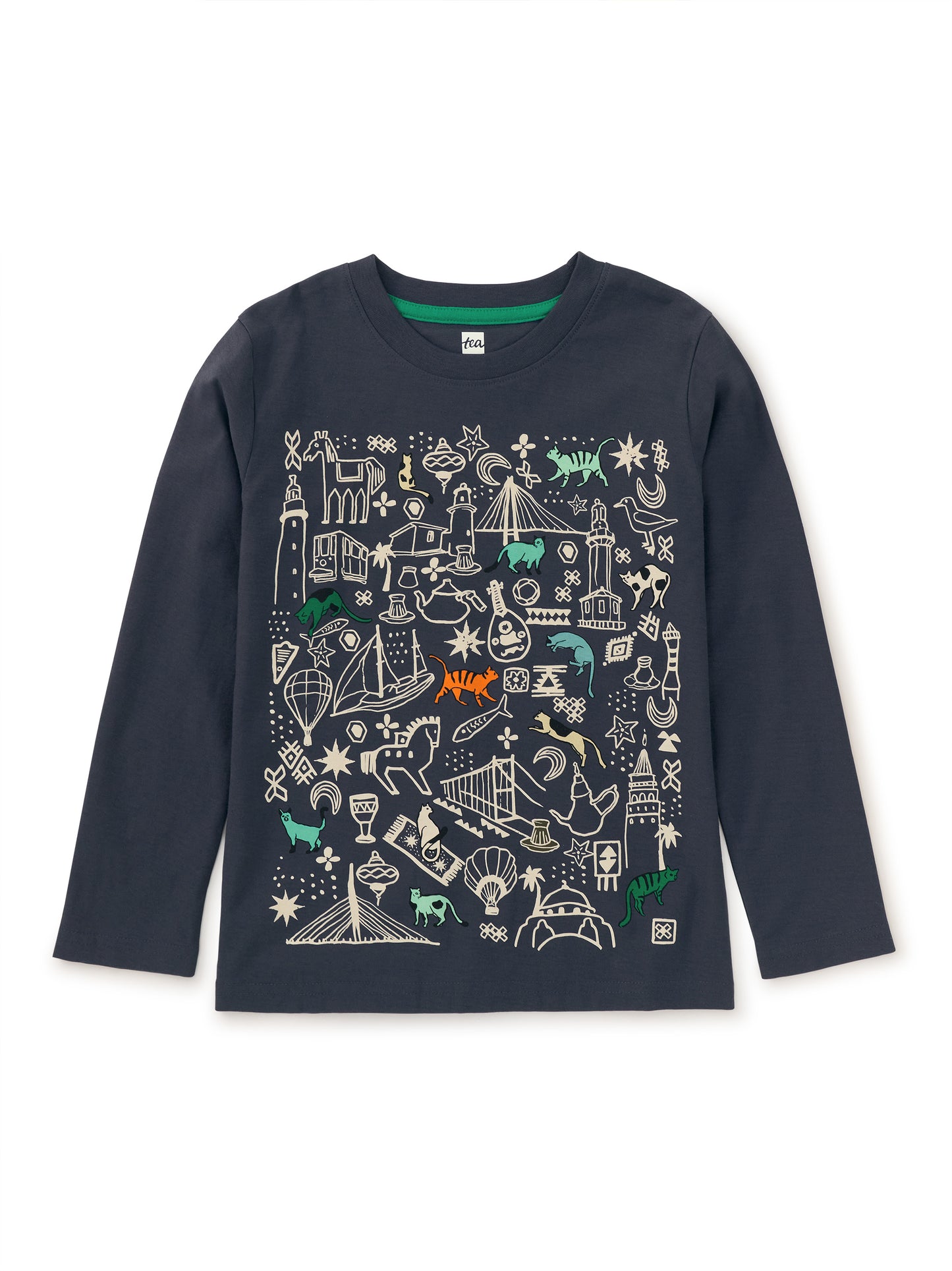 Cats In The City Graphic Tee - Indigo