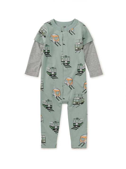 Layered Button-Up Baby Romper - Stockholm Metro