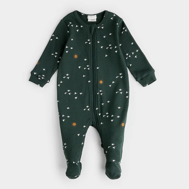 Migration Print Ribbed Sleeper - Deep Sky