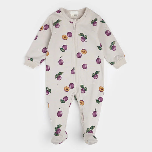 Plums Print Sleeper - Creme