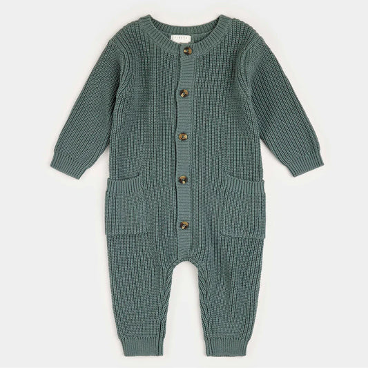 Knit Playsuit - Dark Teal Pointelle