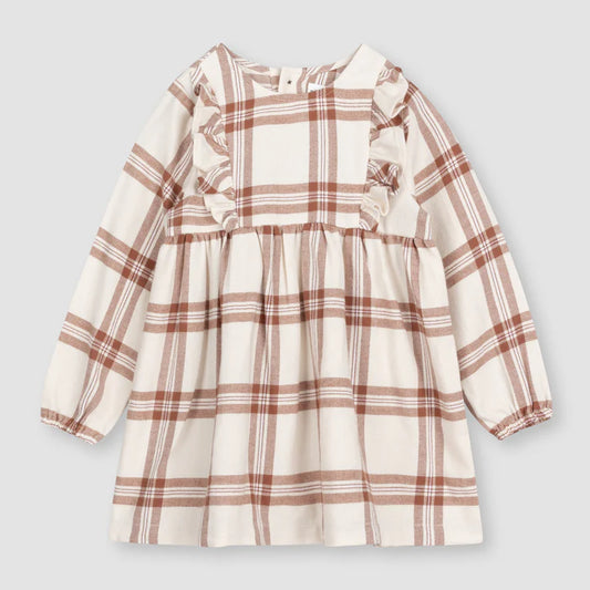 Flannel Baby Dress - Copper Plaid