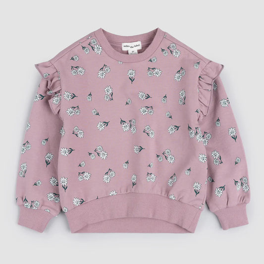 Poinsettia Toddler Ruffle Sweatshirt - Elderberry