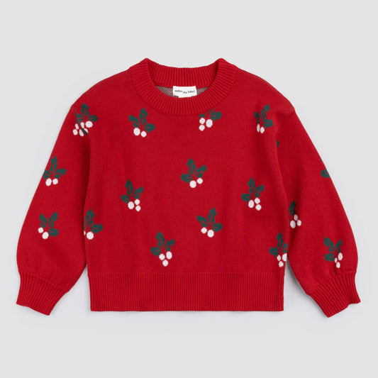 Mistletoe Toddler Sweater - Ribbon Red