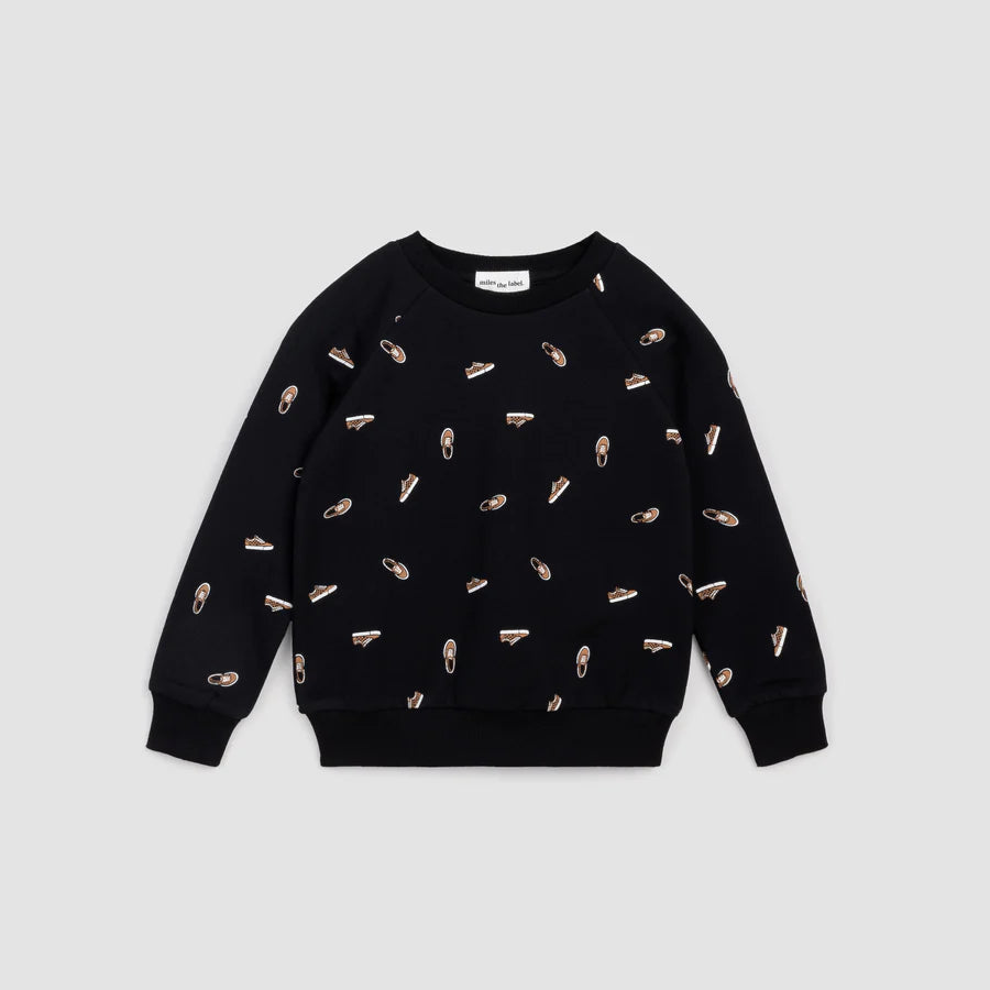 Sneaker Print Baby Sweatshirt - Black