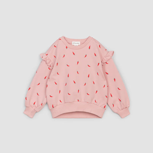 Hot Pepper Ruffle Baby Sweatshirt - Light Pink