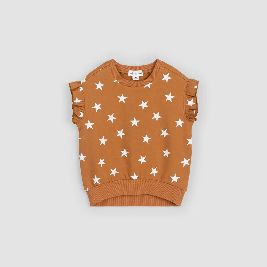 Ruffle Short Sleeve Baby Sweatshirt - Bronze Star